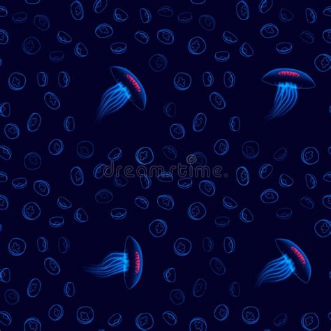 Seamless Glowing Jellyfish Stock Illustrations Seamless Glowing