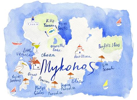 Mykonos Map Beaches - canvas-point