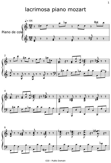 Lacrimosa Piano Mozart Sheet Music For Piano