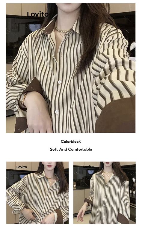 Lovito Women Casual Striped Colorblock Blouse Lne Shopee Philippines