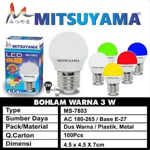 Jual Bohlam Lampu LED 3 Watt Warna Hias Ping Pong Mitsuyama MS 7803