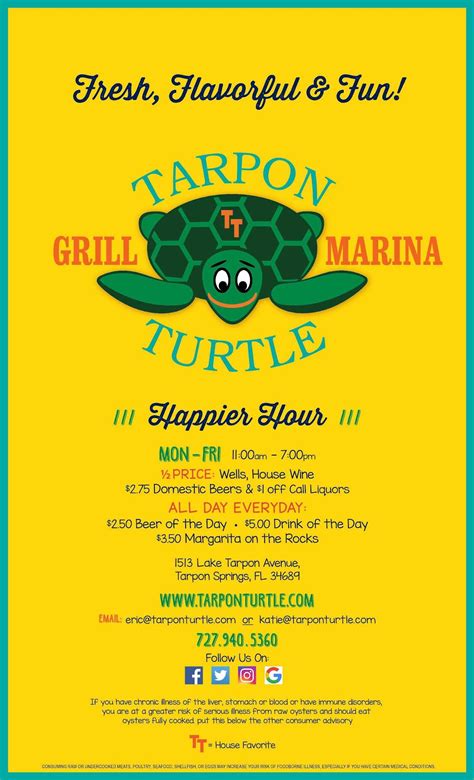 Menu at Tarpon Turtle Waterfront Grill restaurant, Tarpon Springs