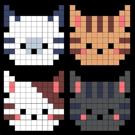 Коты pixel art | Схемы вышивки крестиком, Пиксельные изображения ...