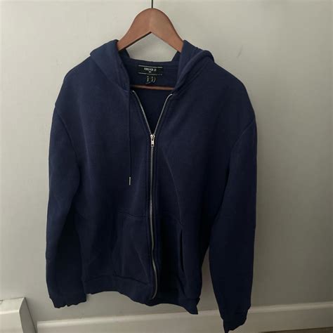 Oversized Dark Blue Zip Up Hoodie Depop