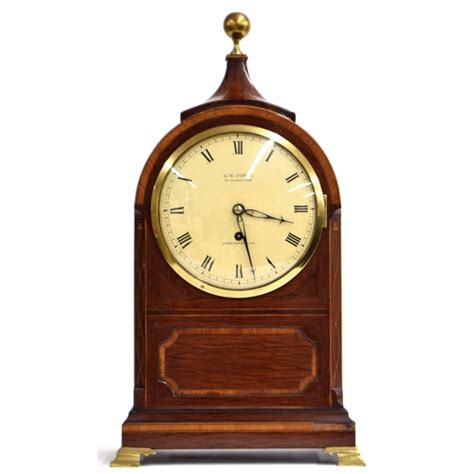 English Mahogany And Satinwood Crossbanded Single Fusee Bracket Clock