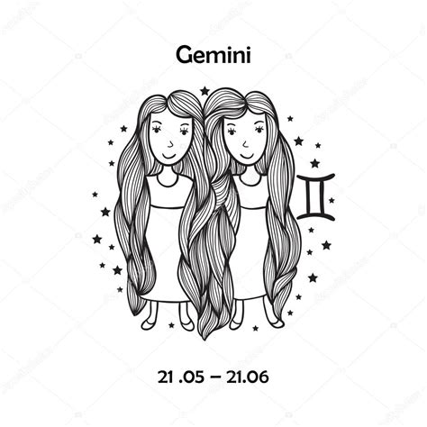 Cute Zodiac Sign Gemini Stock Vector By Whynotme Cz 108895042