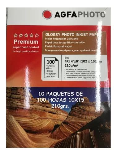 Papel Fotografico 10x15 Glossy 210 Grs Pack X10 1000 Hojas