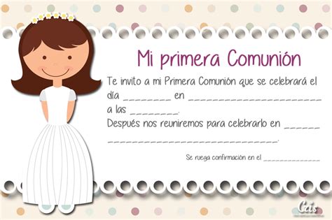 Invitaciones De Primera Comuni N Para Imprimir Primera Comunion