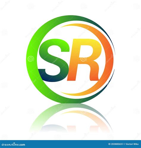 Initial Letter Logo Sr Company Name Green And Orange Color On Circle