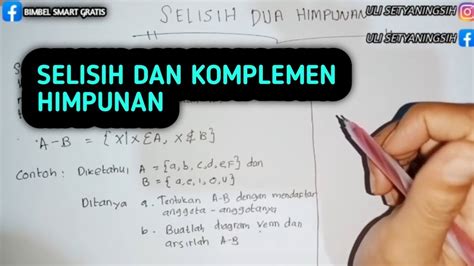 Selisih Dan Komplemen Himpunan Youtube