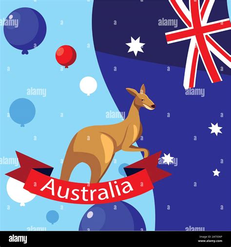 kangaroo in australia map, australian animal vector illustration design ...