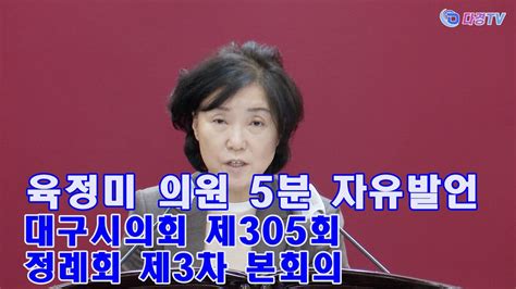 육정미 의원 5분 자유발언 대구시의회 제305회 정례회 제3차 본회의 2023 12 12 Youtube