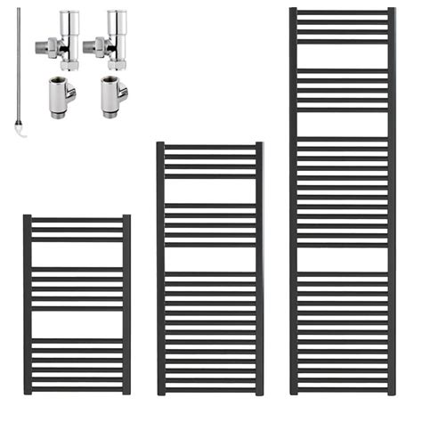 BRAY Straight Or Flat Heated Towel Rail Warmer Radiator Black