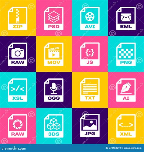 Set Xml File Document Ai Png Avi Mov E Icono Raw Vector Ilustraci N