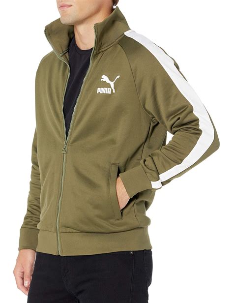 Puma Cotton Iconic T Track Jacket Pt In Burnt Olive Green For Men Lyst