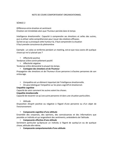 Note De Cours Comportement Organisationnel Note De Cours Comportement