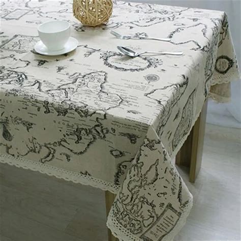 140CM x 210/140/70CM World Map Tablecloth European Functional Table Cloth for Picnic Party Linen ...