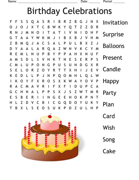 Cake Decorations Word Search Infoupdate Org