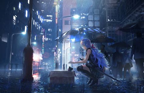 HD wallpaper: Anime, Original, Girl, Rain, Umbrella | Wallpaper Flare