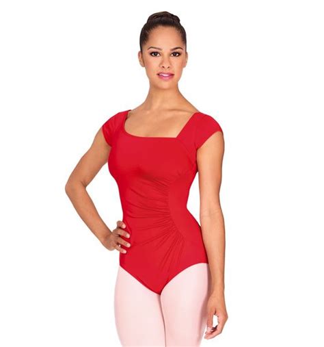 Adult Shirred Short Sleeve Leotard Leotard Fashion Short Sleeve