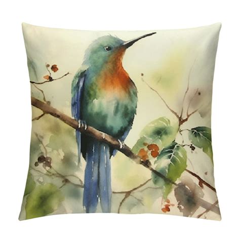 Onetech Birds Outdoor Throw Pillow Covers Super Soft Watercolor