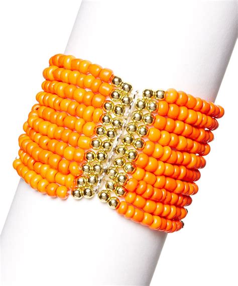 Orange Beaded Stretch Bracelet Beaded Bracelets Stretch Bracelets