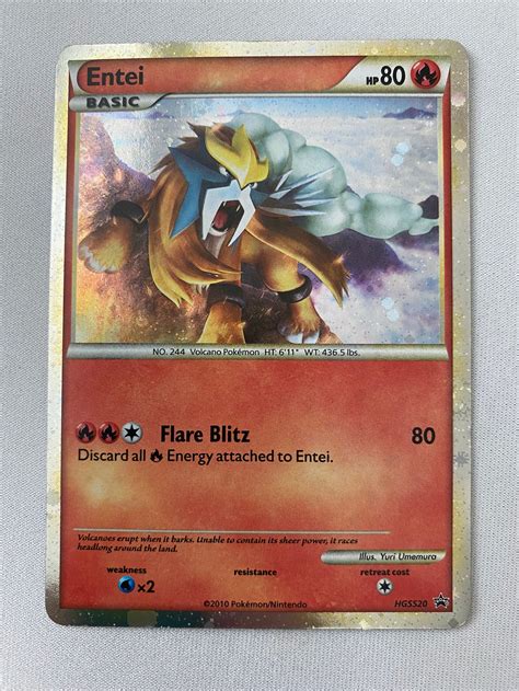 Entei Hgss20 Holo Shining Entei Black Star Promo Pokemon Card Near Min