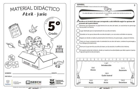 Material Didáctico Del Quinto Grado Del Tercer Trimestre Ciclo Escolar 2018 2019 Abril Junio