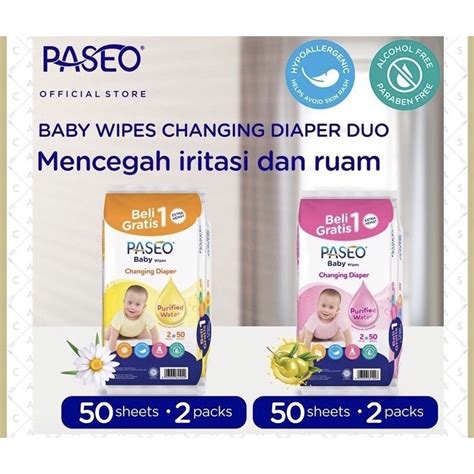 Jual Tissue Basah Paseo Baby Wapes 50 Sheets Buy 1 Get 1 Free