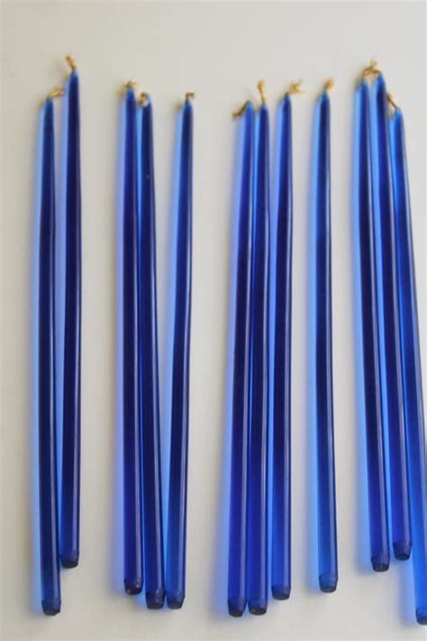 Cool Blue Lucite Candles Tall Mod Tiny Tapers Mid Century Modern Vintage