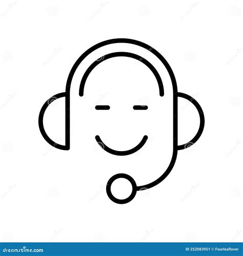 Customer Support Flat Line Icon Call Center Sign Woman With Headset