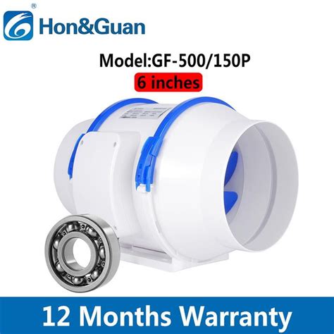 Hon Guan 4 5 6 8 Inches GF Series Home Silent Inline Duct Fan Strong