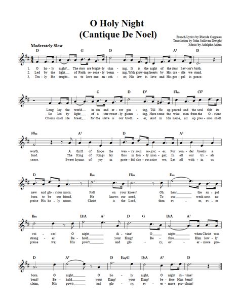 O Holy Night Chords Lyrics And Sheet Music For B Flat Instruments