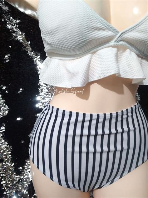 Cod Lalamove Bnew Shein Bikini Shein Swimsuit B W Bikini Stripes Bikini