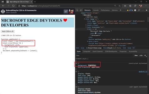 Style Editing For Css In Js Frameworks Microsoft Edge Development