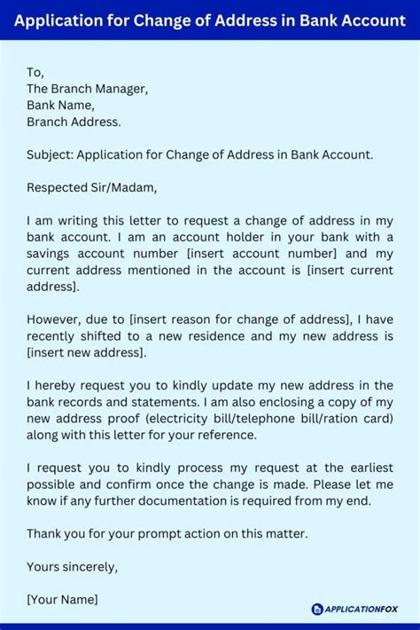 Application For Address Change In Bank Samples