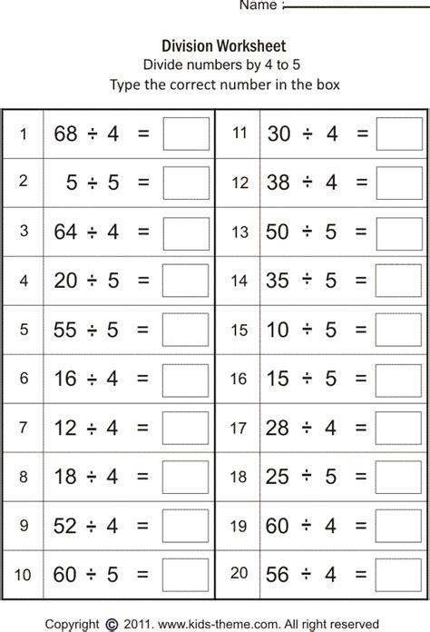 Math Division And Multiplication Worksheets