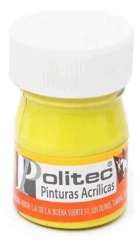 Caja 12 Pinturas Politec 20ml Acrilico Colores A Escoger Color Limón