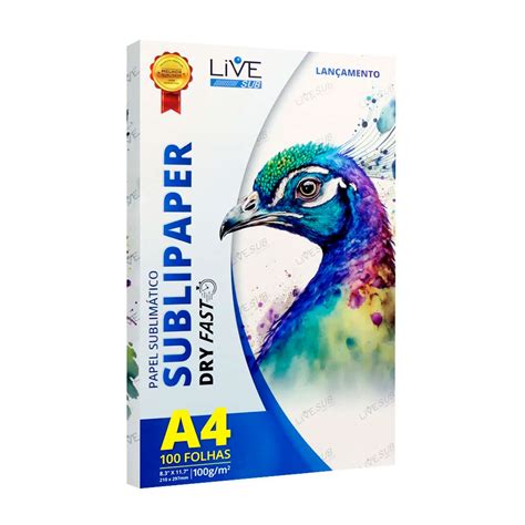 Papel para Sublimação Live DRY FAST SUBLIPAPER A4 100g 100 Folhas