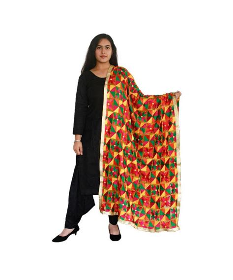 Multi Coloured Embroidery Pankha Dupatta Phulkari Dupatta 3102980