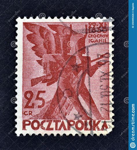 Cancelled Postage Stamp Printed By Poland That Shows Stylized