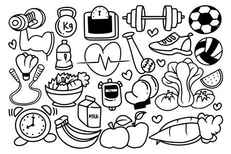 Healthy Lifestyle Doodle Illustration Gráfico por sabavector Creative