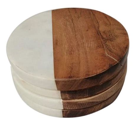 Round Marble And Wood Coaster Set For Home At 240 Piece In Agra ID