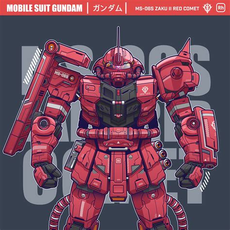 Reiza Hasnan MS 06S Zaku II Red Comet Gundam Art Gundam Wallpapers