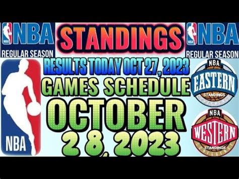 NBA Standings Today Oct 27 2023 Games Results Today 27 2023 Games