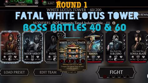 Fatal White Lotus Tower Boss Battles Rewards Round Mk