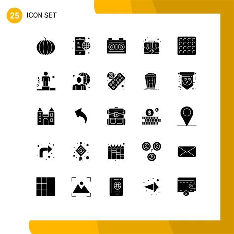 Pictogram Set Of 25 Simple Solid Glyphs Of Business Wafer Photo Cookie