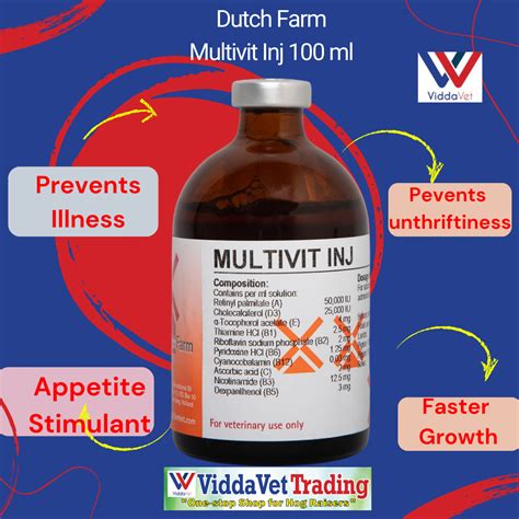 Pets Dutch Farm Multivit Inj 100ml For Animals Pets Dogs Cats Cattle