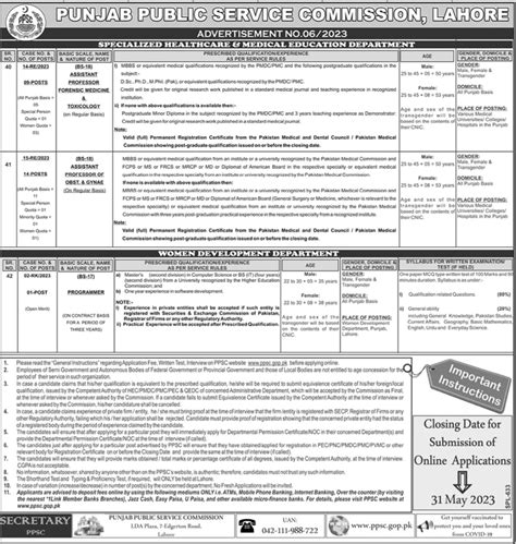 Punjab Public Service Commission Ppsc Jobs 2023 2024 Job Advertisement