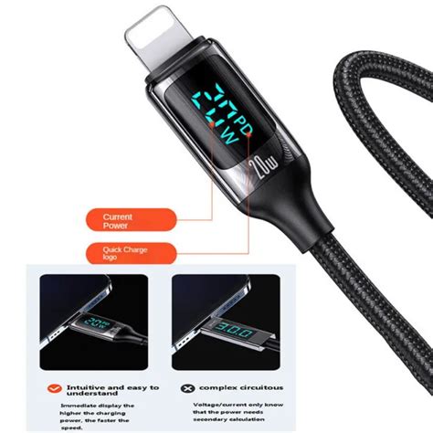 Led Display Cable Pd W Fast Charging A Usb To Type C Phone Ca En